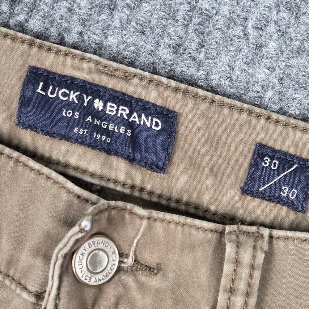 Lucky Brand 121 Slim Straight Mens 30x30 Brown Taupe Stretch Pants 26956 - Picture 3 of 10